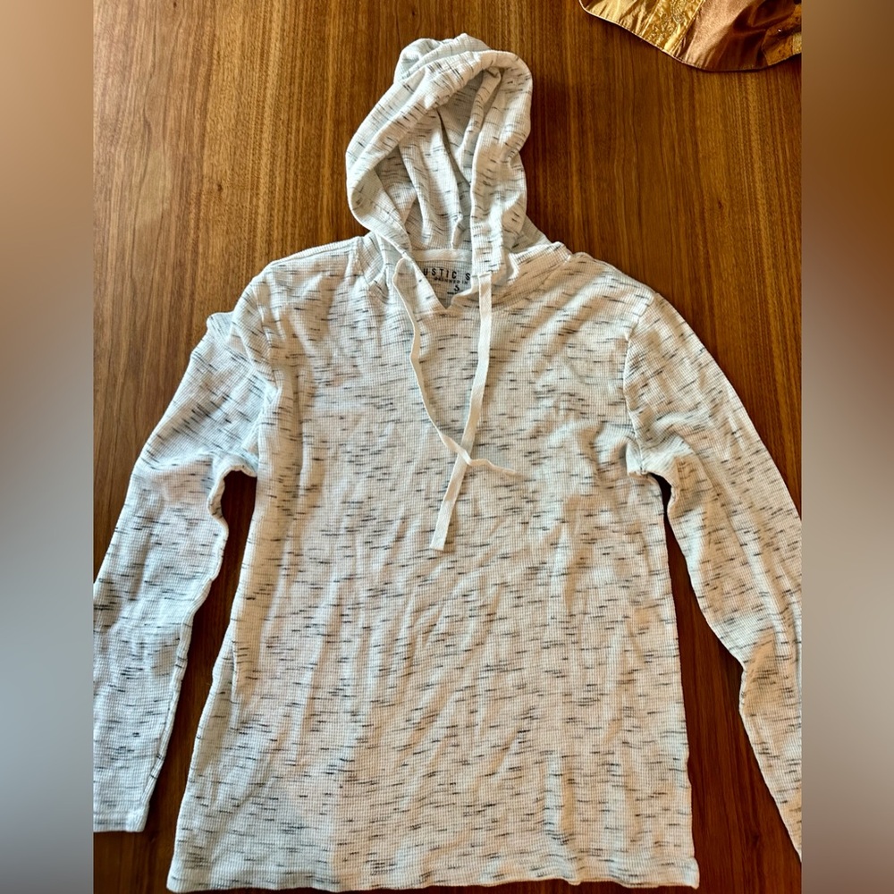 Men’s lightweight Rustic Souls hoodie top white/grey size S